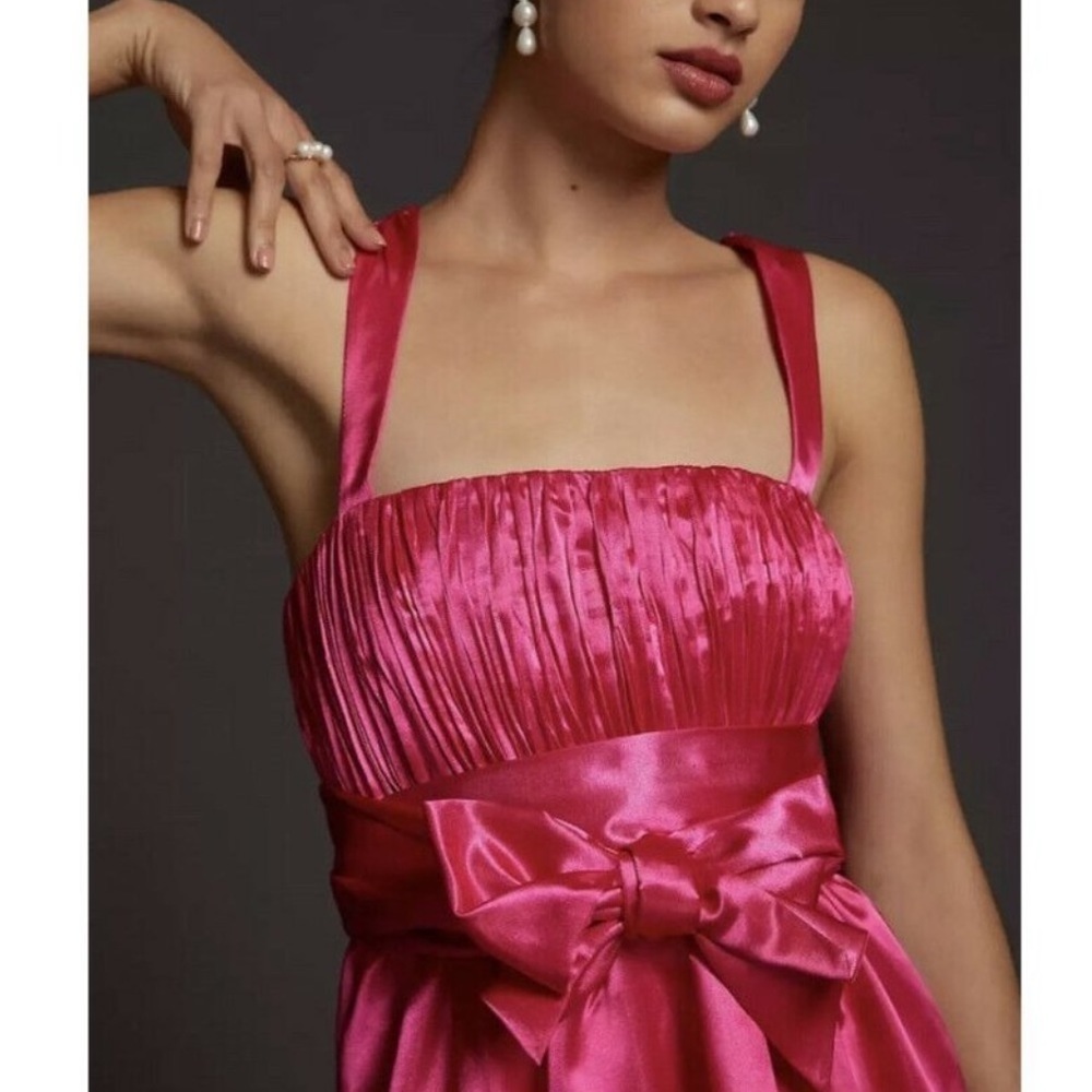 ANTHROPOLOGIE Maeve bow Tie Satin mini dress